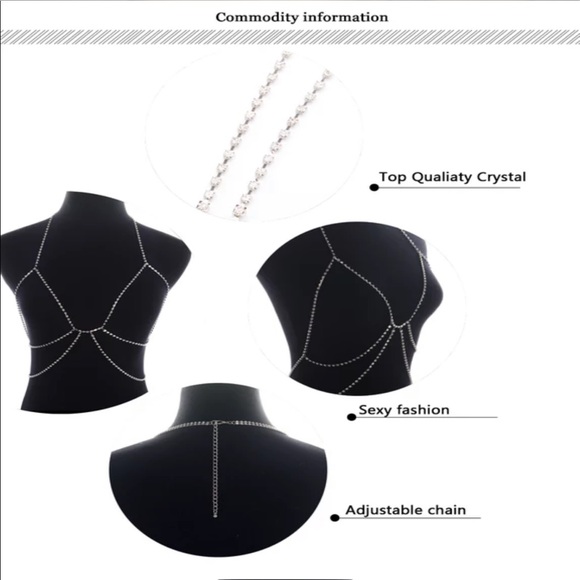 Sexy cage bra crystal Harness body chain jewelry B - Picture 3 of 5
